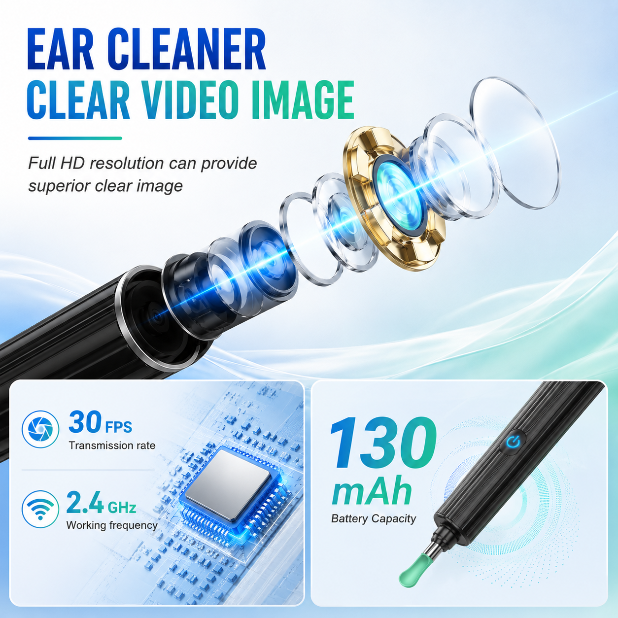 ClearEar™ Pro Hygiene ( 6 Led's & camera ear wax remover tool)